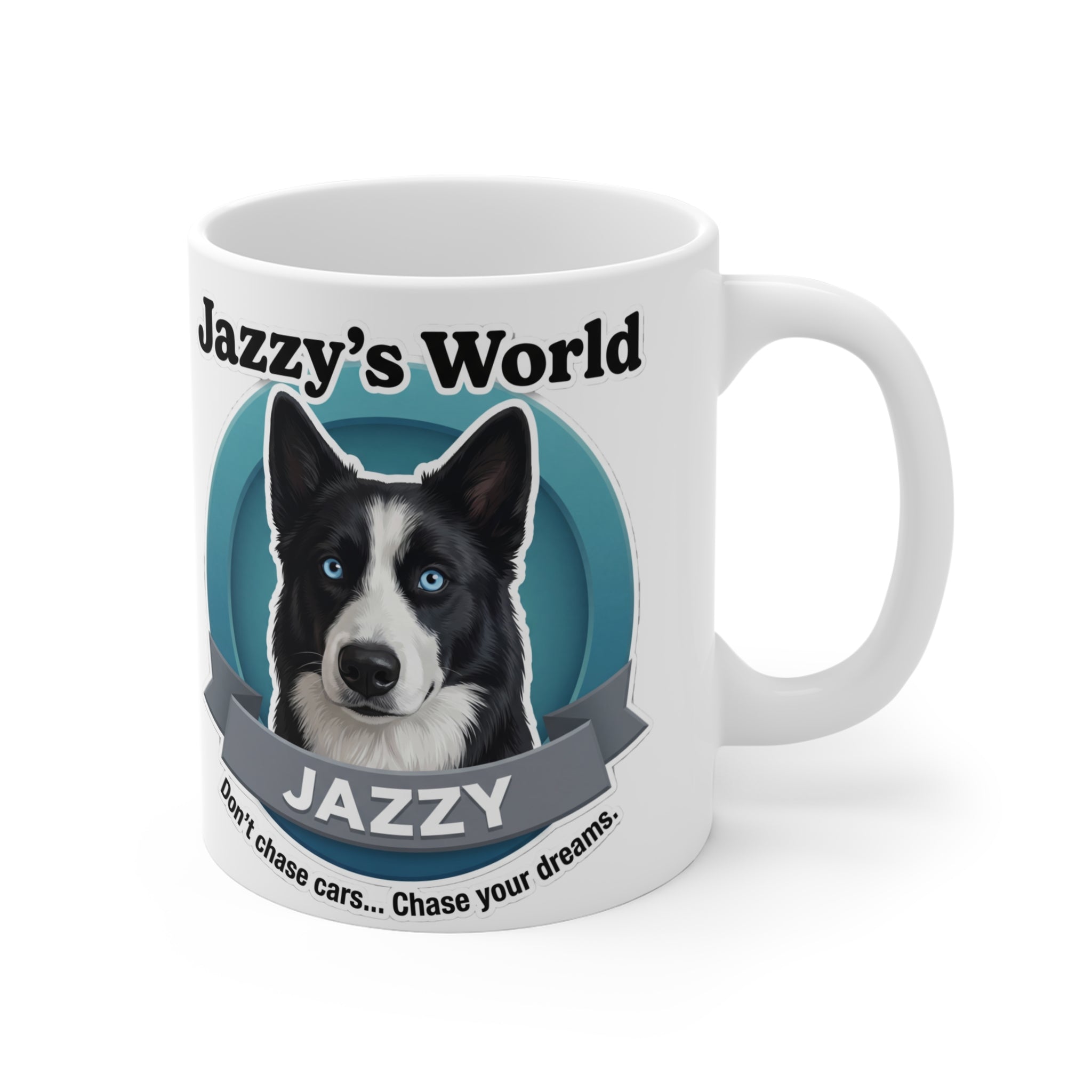 Jazzy’s World Ceramic Mug (11oz) – Cute Dog Coffee Mug for Pet Lovers