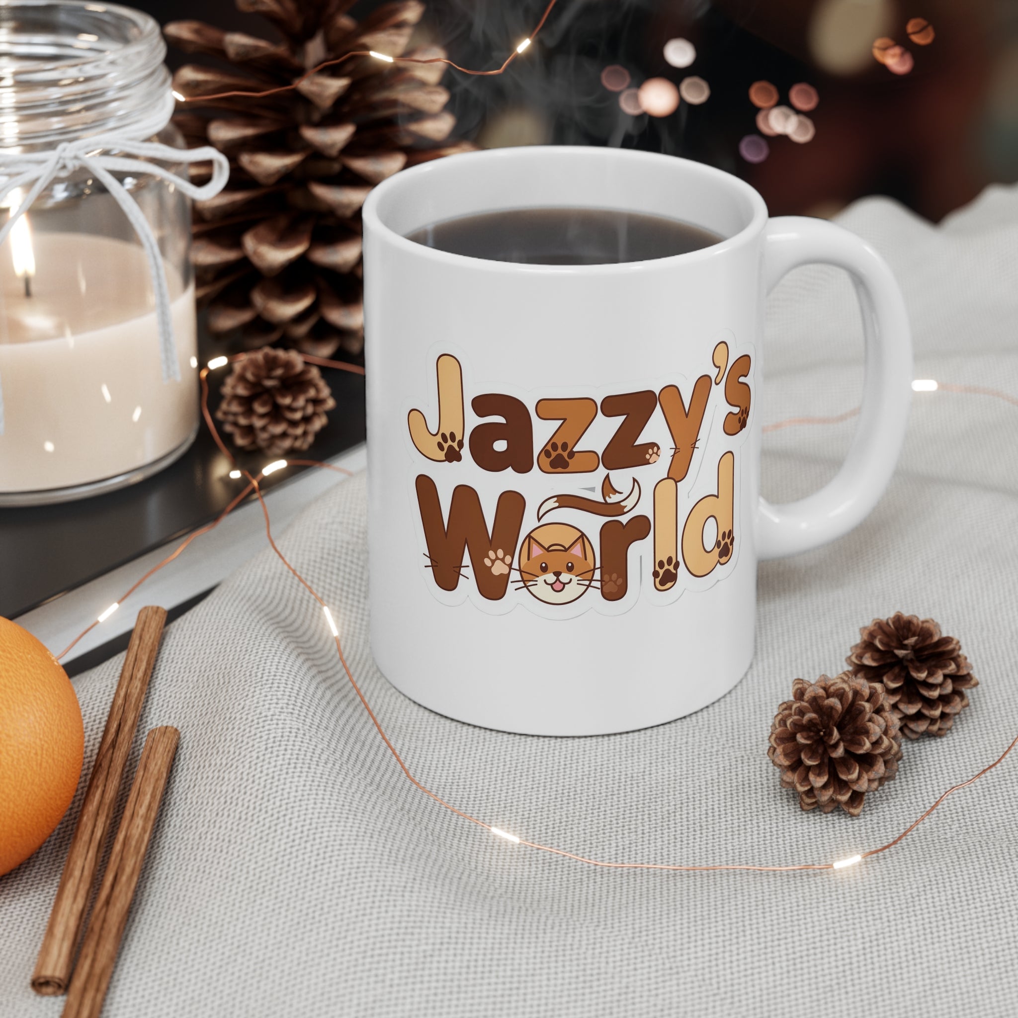 Jazzy’s World Ceramic Mug (11oz) – Cute Dog Coffee Mug for Pet Lovers Fun